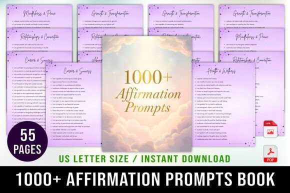 1000 Affirmation Prompts Planner