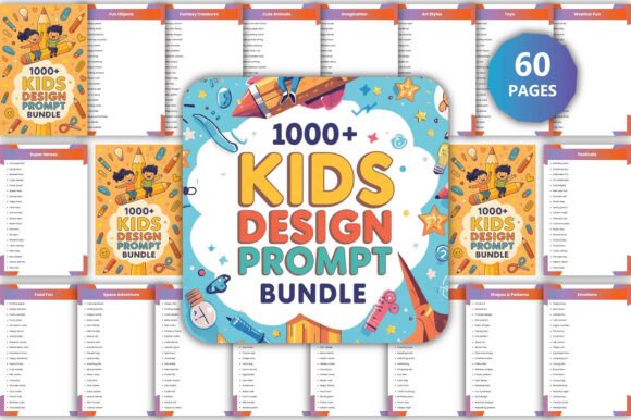 1000 Kids Design Prompt Bundle: A Creative Resource for Educators, Parents, and Artists