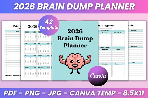 2026 Brain Dump Planner Kdp Interior