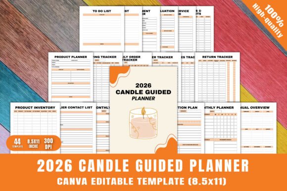 2026 Candle Guided Planner – Canva KDP Interior Plan for Smarter Business Growth