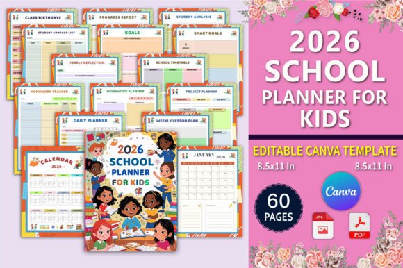 2026 School Planner for Kids Canva