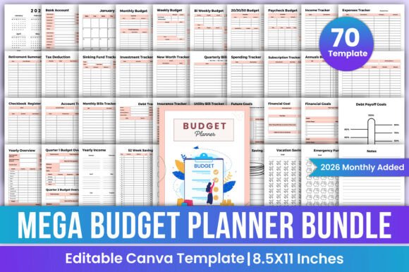 Mega Budget Planner Bundle Canva Kdp: Financial Clarity, Designed for Real Life